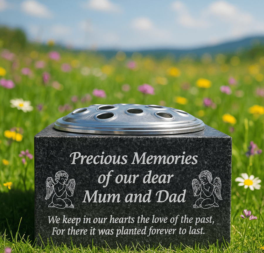Personalised Granite Memorial Vase Grave Rose Bowl Grave Ornament Cemetery Vase