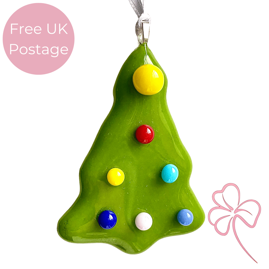 Fused Glass Christmas Tree Hanging Decoration