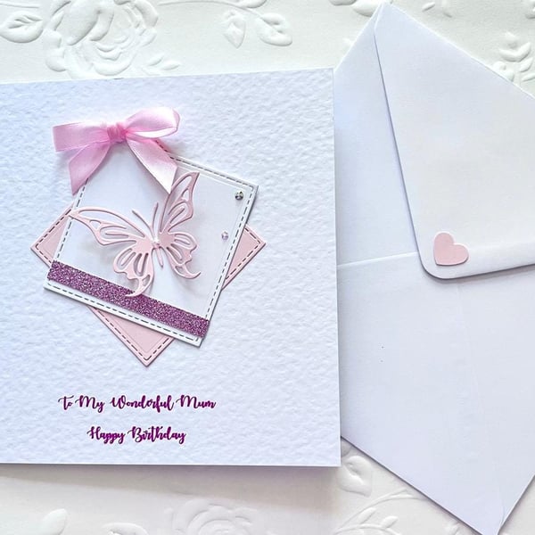 Handmade Luxury Personalised Birthday Card with Envelope for Mum Sister Daughter