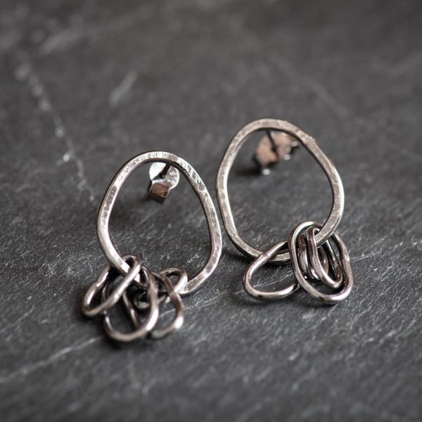 The Otsego Studs. Oxidised Sterling Silver Stud Earrings.