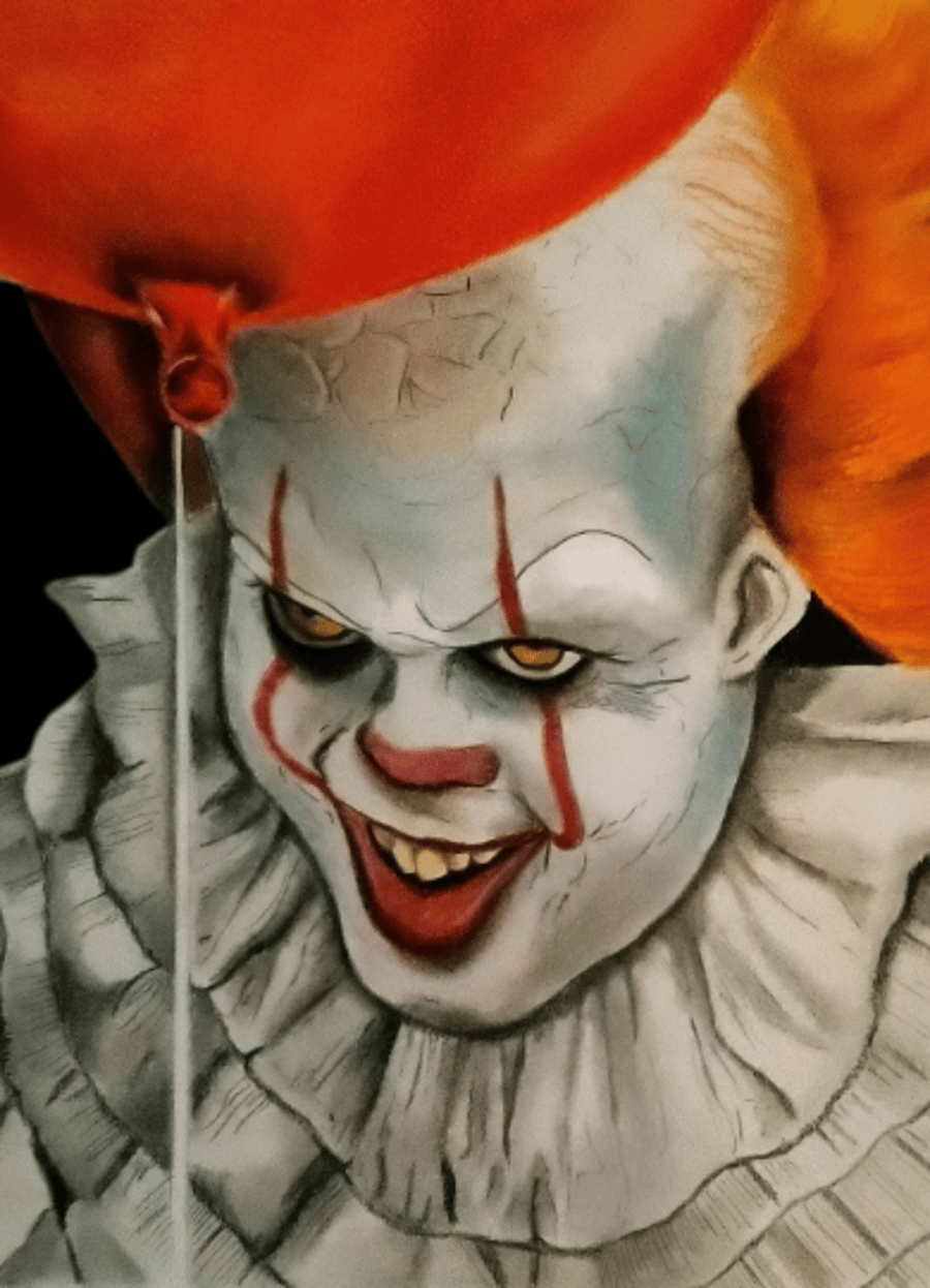 A3 printed portrait of Pennywise the clown - IT