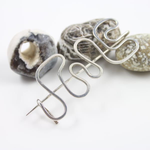 Hammered Silver Abstract Brooch