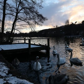 Landscape Photography Print, Snowy Mere Lake, Home Decor, Wall Art