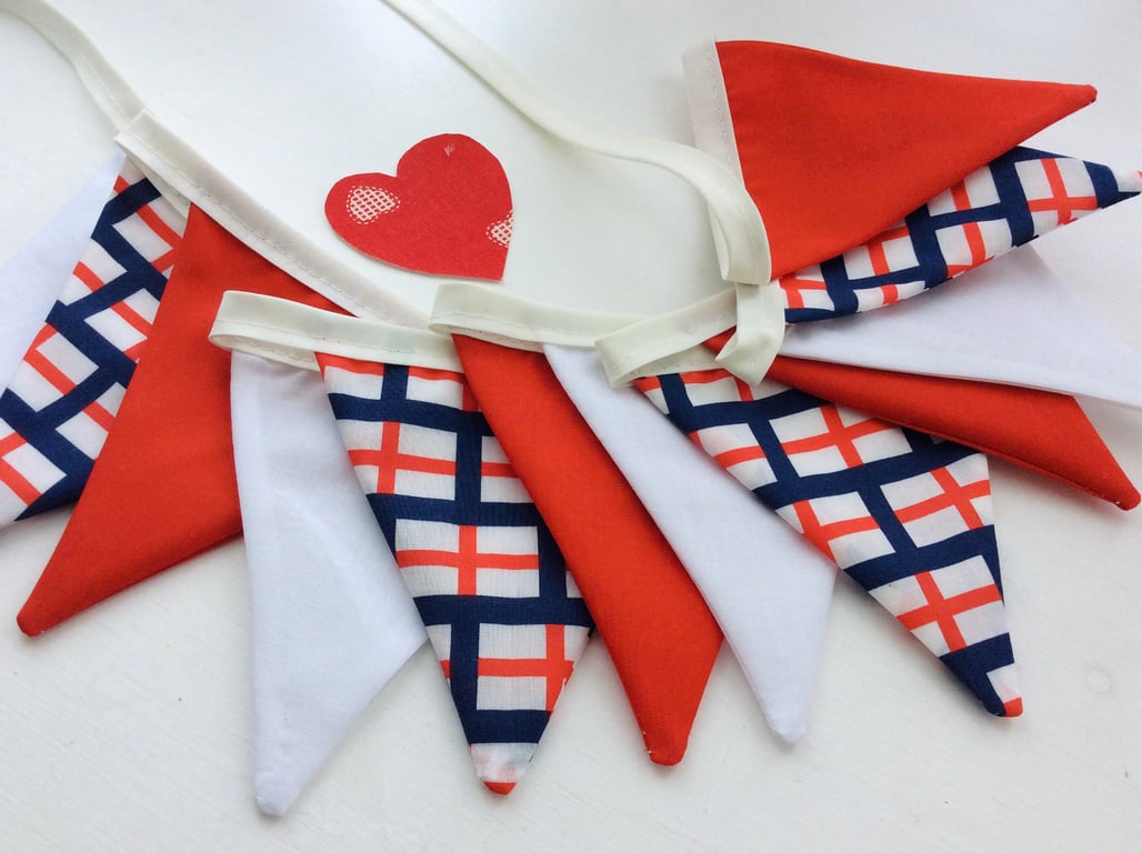 England small flag bunting, 12 flags St. George’s day