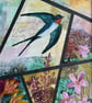 Original mixed media artwork of swallow and flowers, gift for bird lover - Image 6