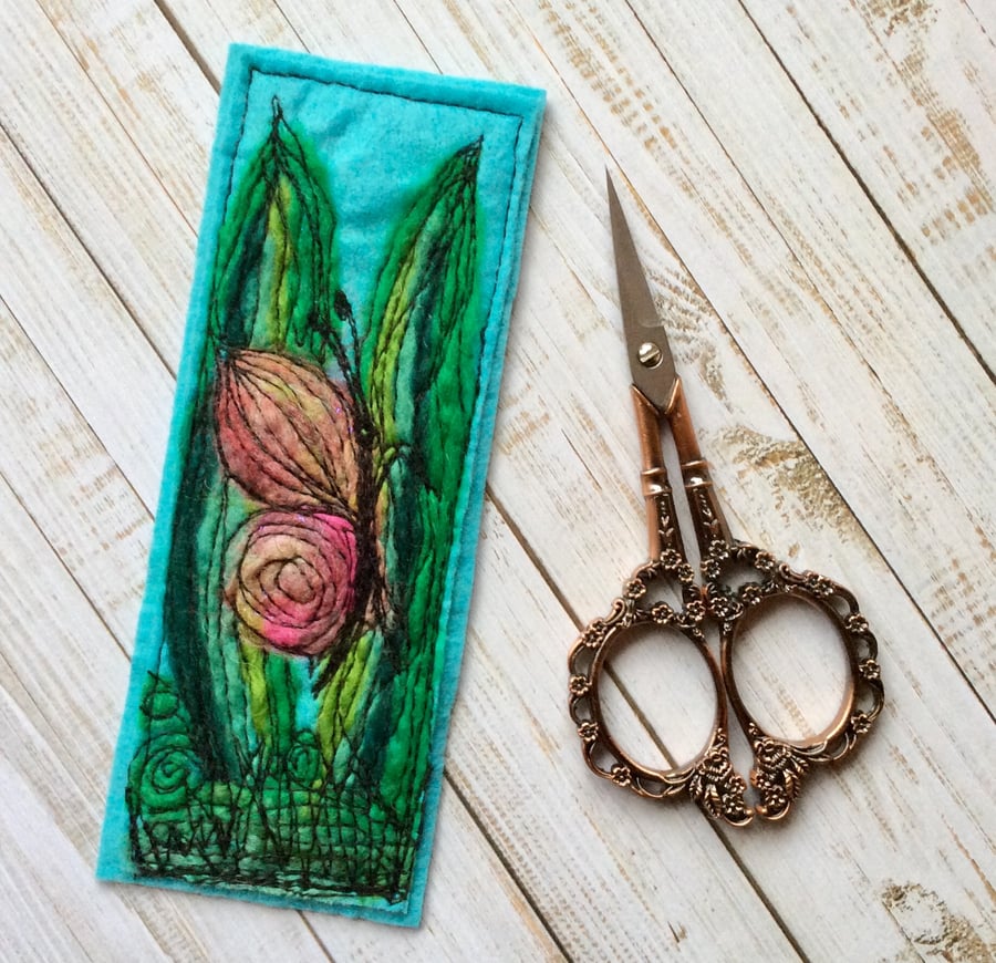 Embroidered butterfly bookmark