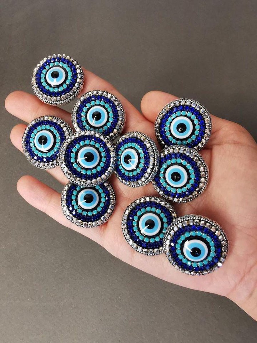 Handmade Blue Evil Eye Brooch Beaded Amulet for Protection Unique Gift for Her