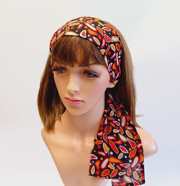 Pin up hair scarf, chiffon head scarf, skinny headband
