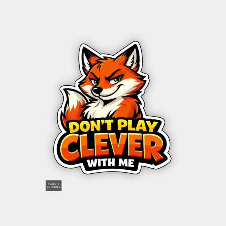 Funny Cheeky Novelty Sticker For Adults - Clever Fox