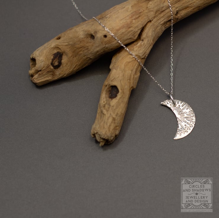 Moon Pendant with Necklace Hallmarked Fine Silv... - Folksy