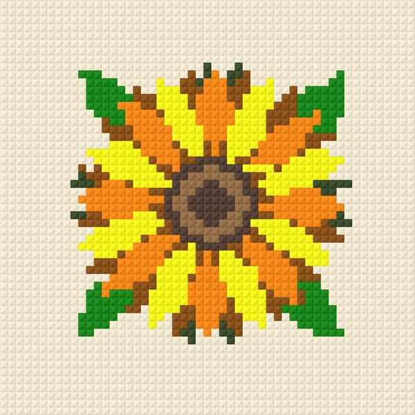 Sunflower Needlepoint Chart PDF - Colourful Modern Tapestry Pattern