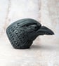 'Ignis', a black porcelain crow idol. - Image 6