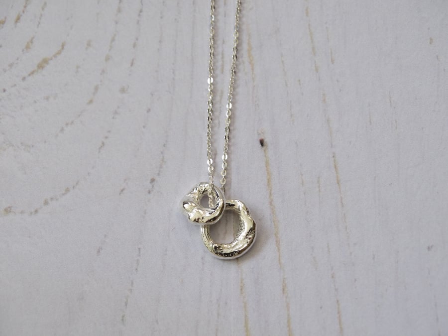 Artefact double tiny charm pendant in recycled silver
