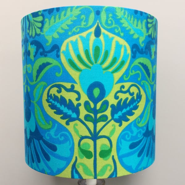 Blue Green BOHO Abstract 60s 70s Marrakesh Jonelle vintage fabric Lampshade 