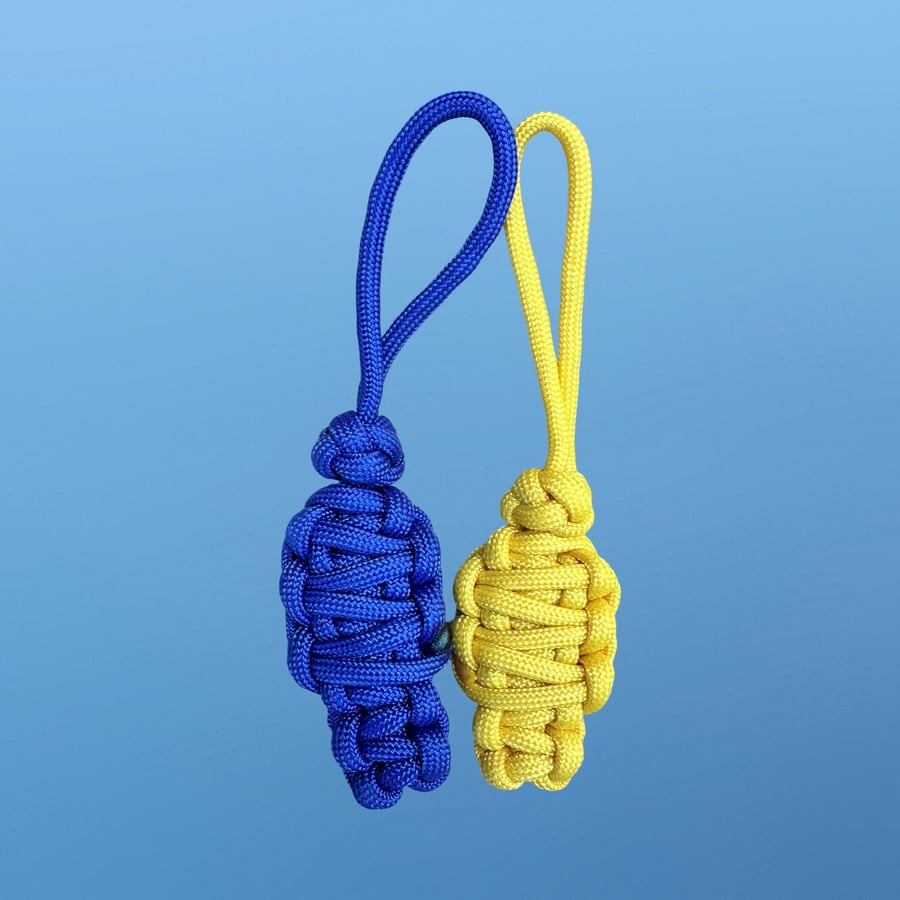 Handmade Paracord Mummy Zip Pull Duo - Colour Pairs - Primary Collection