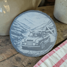 Highland Cow Slate Coaster – Funny Scottish Cow Design – Rustic Farmhouse Decor