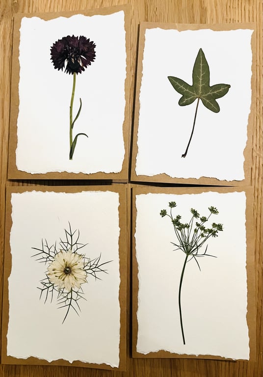 Real Pressed Flower Cards - set of four