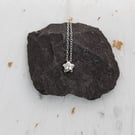 Recycled Sterling Silver Star Pendant - Domed Silver Necklace