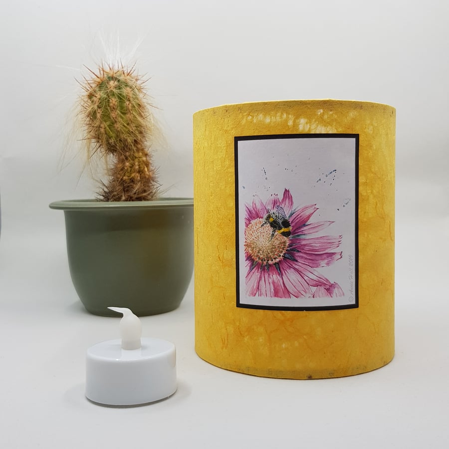 Bumble Bee on Pink Echinacea - Annie Hall Wildlife Print (yellow lantern)