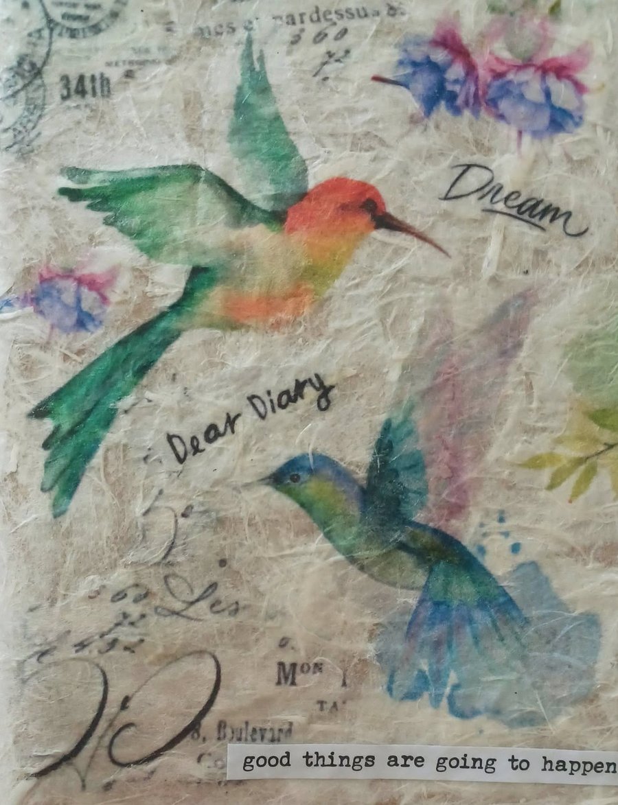 Custom Order - A6 Notebook Hummingbird Collage