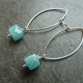 sterling silver earrings, Amazonite gemstones