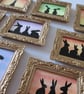 Doll House Miniature Original Painting Framed with Bunny Silhouette Rabbit  - Image 4