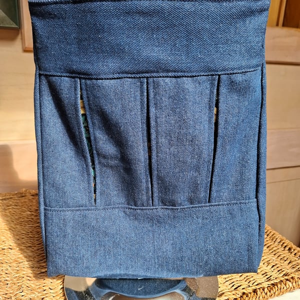 Navy box pleat bag