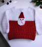 Handmade Crocheted Baby Jumper, Santa Face Knitwear, 0-3 Months Xmas Outfit - Image 3