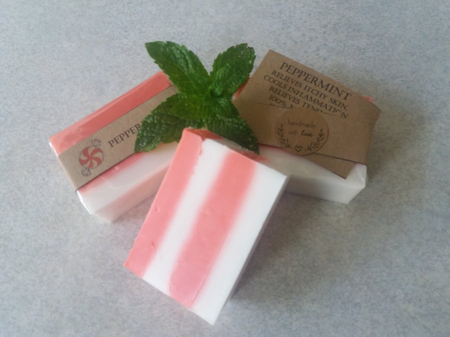 Peppermint Candy cane inspired Christmas soap