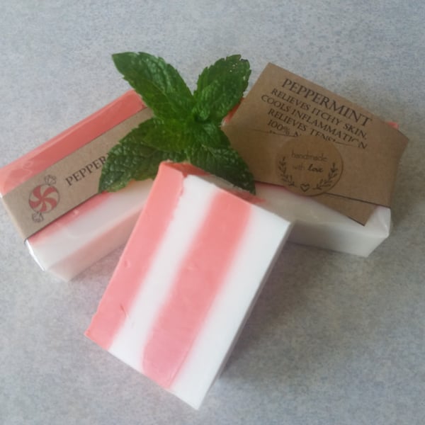 Peppermint Candy cane inspired Christmas soap