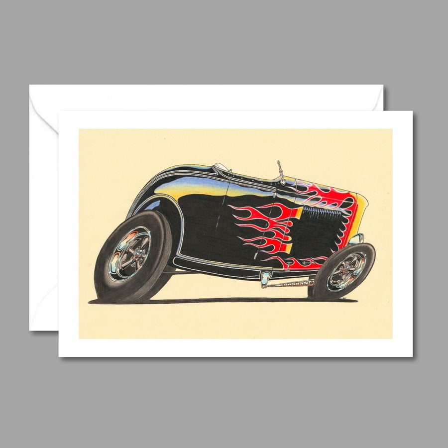 Classic Roadster Card: Illustrated Birthday Card - Car Lover Greetings