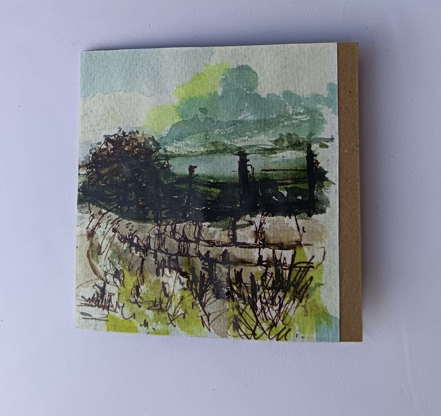 Oxfordshire Landscape on Card. 