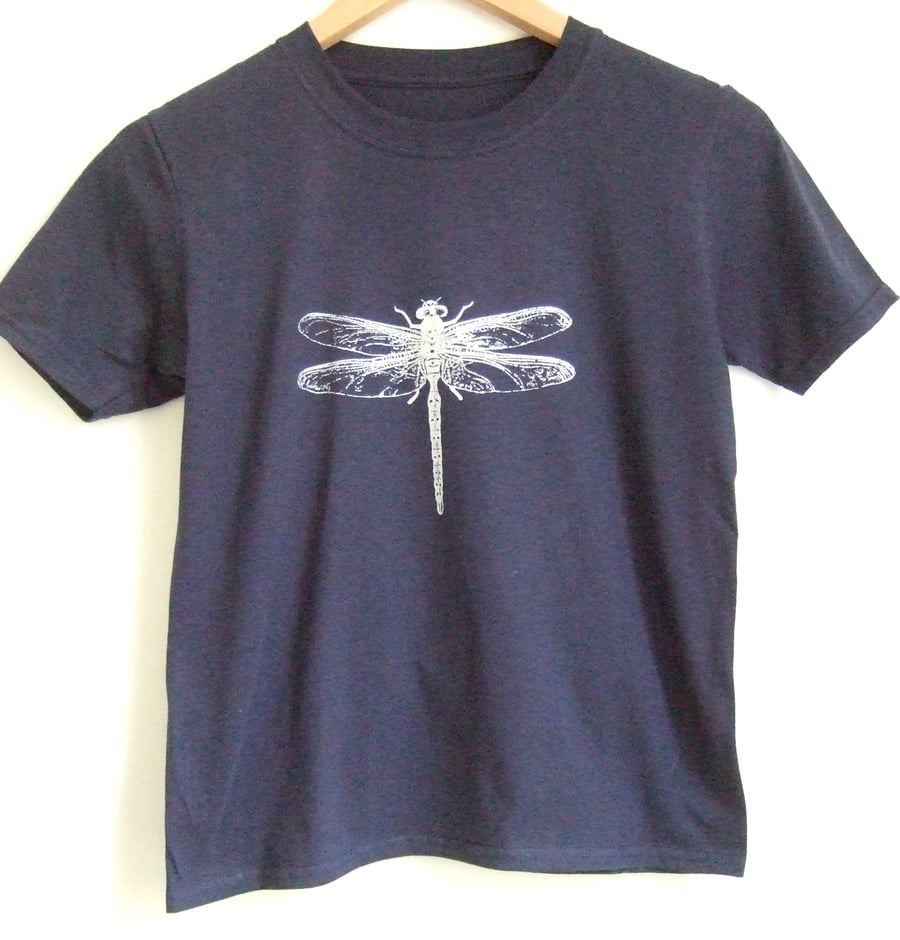 Silver Dragonfly Kids girls printed navy blue cotton T shirt
