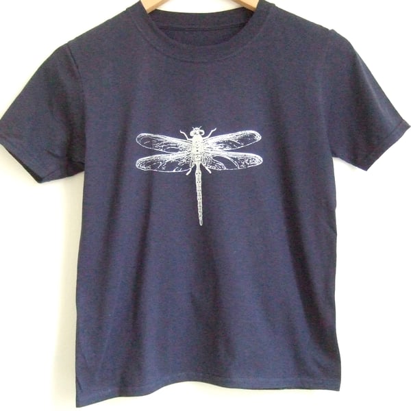 Silver Dragonfly Kids girls printed navy blue cotton T shirt