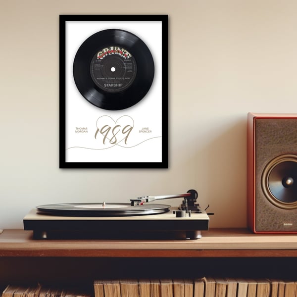 Wedding or Anniversary framed 7" vinyl with personalisation