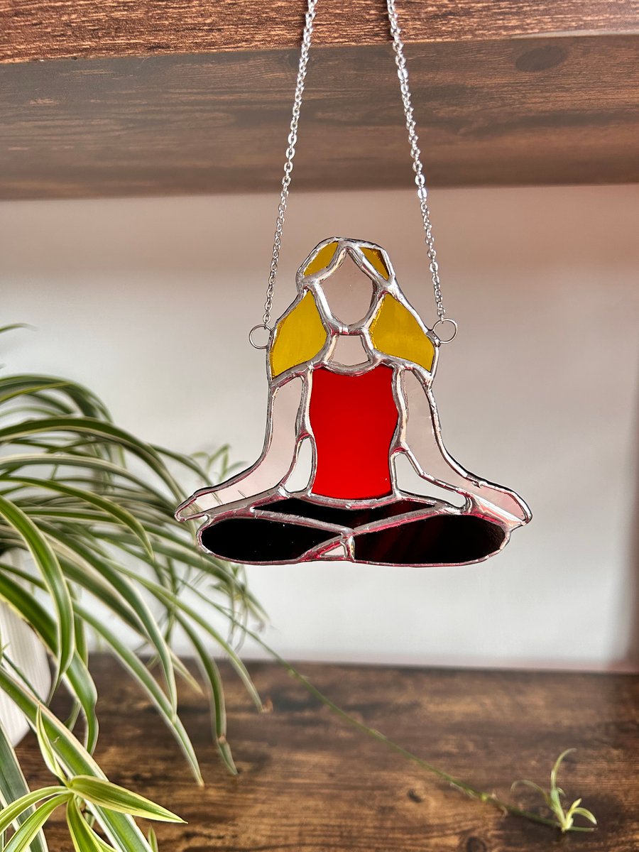 Yoga Meditation Pose - Front in stained glass