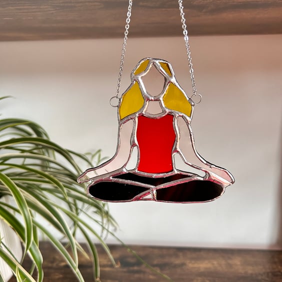 Yoga Meditation Pose - Front in stained glass