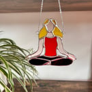 Yoga Meditation Pose - Front in stained glass