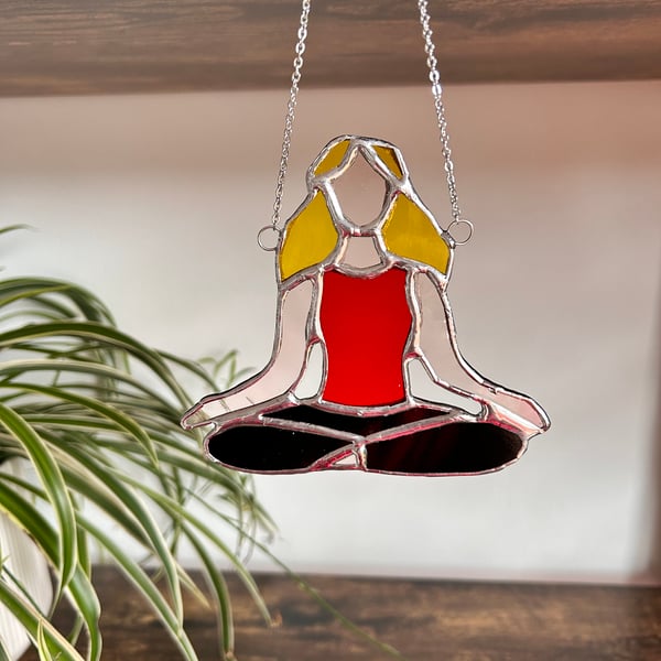 Yoga Meditation Pose - Front in stained glass