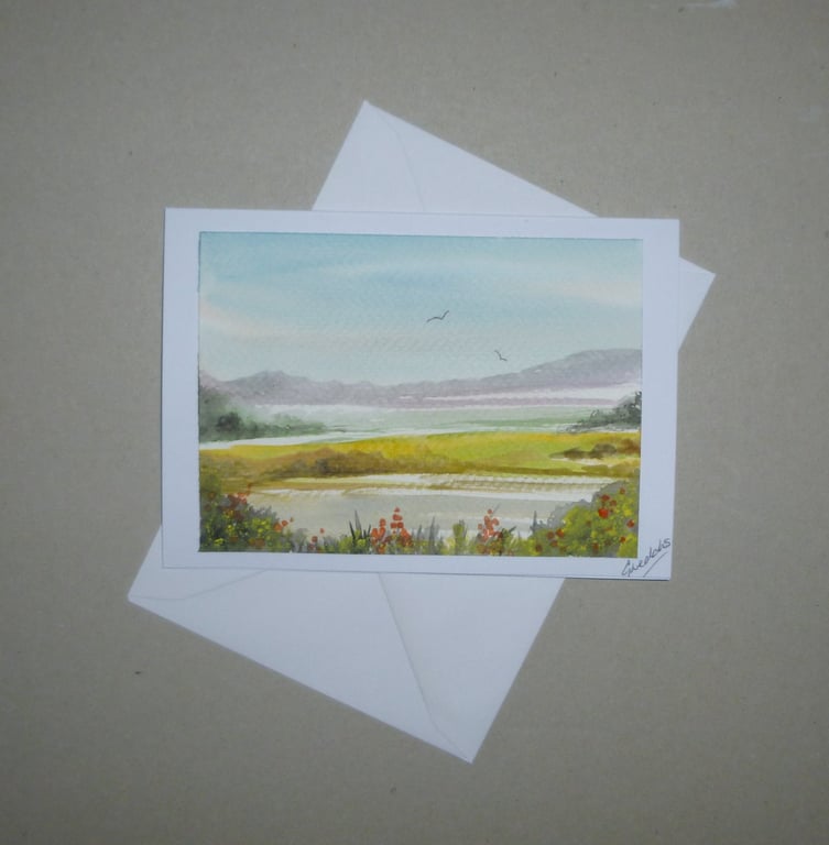 original art hand painted landscape greetings card ( ref FA 208 K5 )