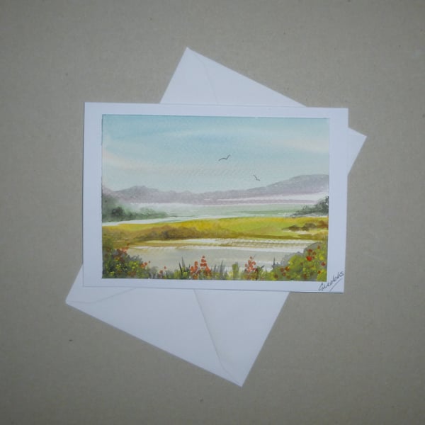 original art hand painted landscape greetings card ( ref FA 208 K5 )