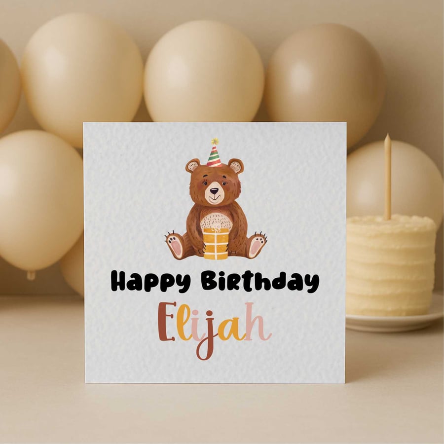 Whimsical Birthday Bear Greeting Card