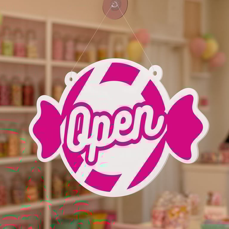 Shop Open & Closed Sign for Sweet Shop – 01: Custom Colour Hanging Door Sign