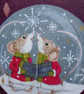 Christmas mice Carol singers in a snow globe original artwork  - Image 2