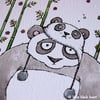 panda in a panda hat - original illustration (A6)