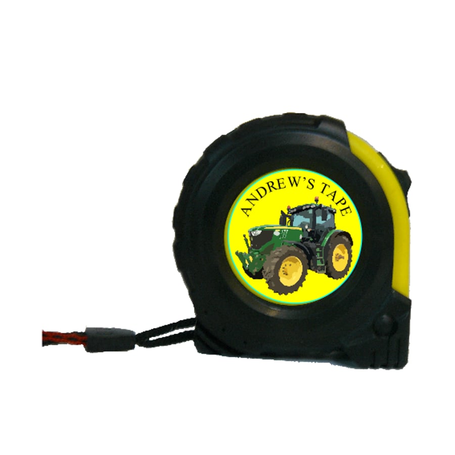 tape measure 5m  ,green tractor image, belt clip john dee personalised