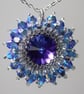 Sparkly Blue and Heliotrope Starburst Pendant - Image 2