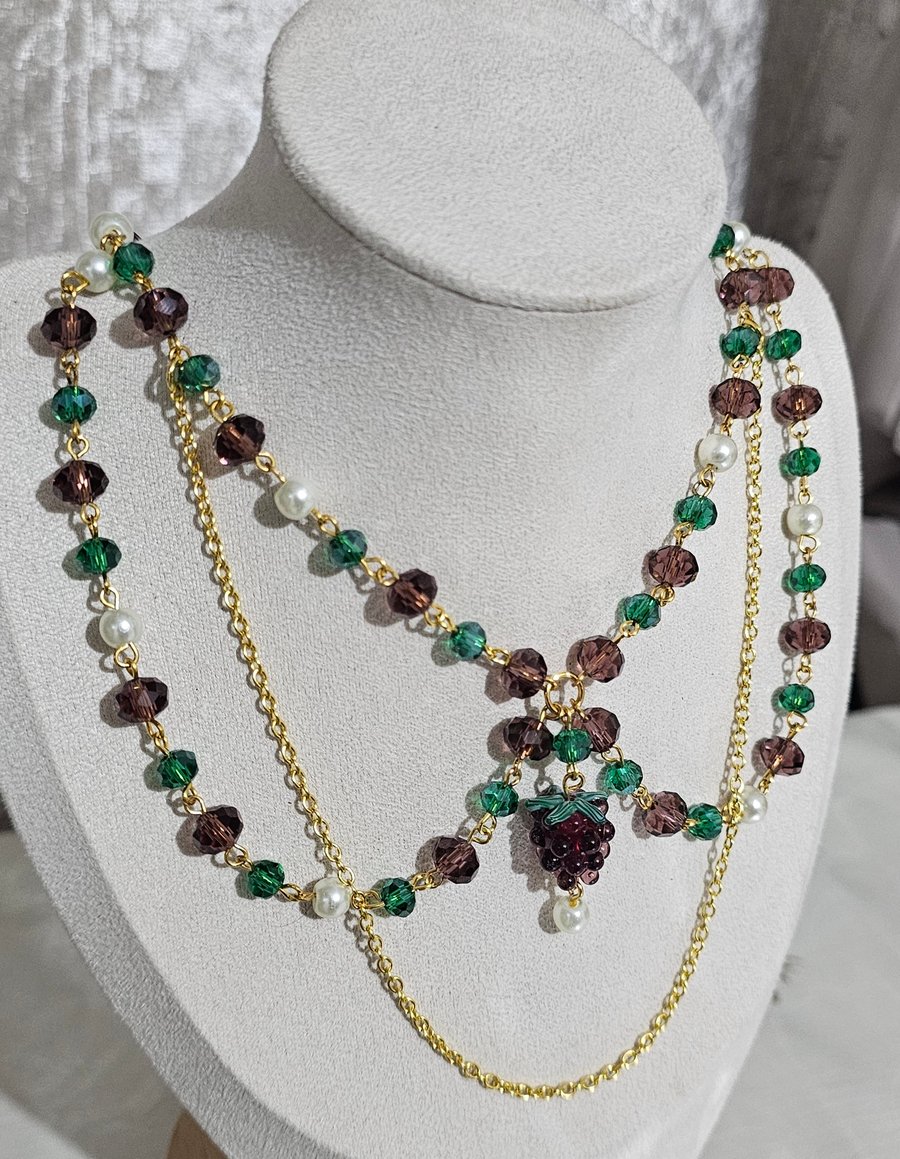 Handmade Fruity Grape necklace and Earring set