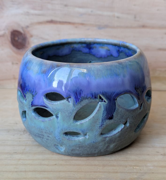 Blue green fishy candle votive