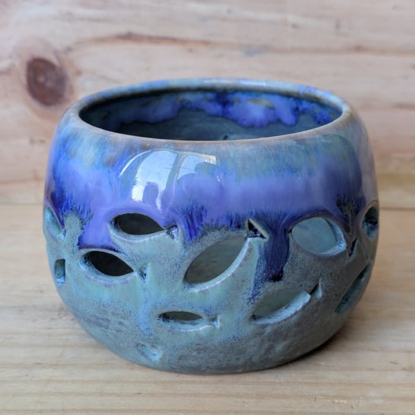 Blue green fishy candle votive